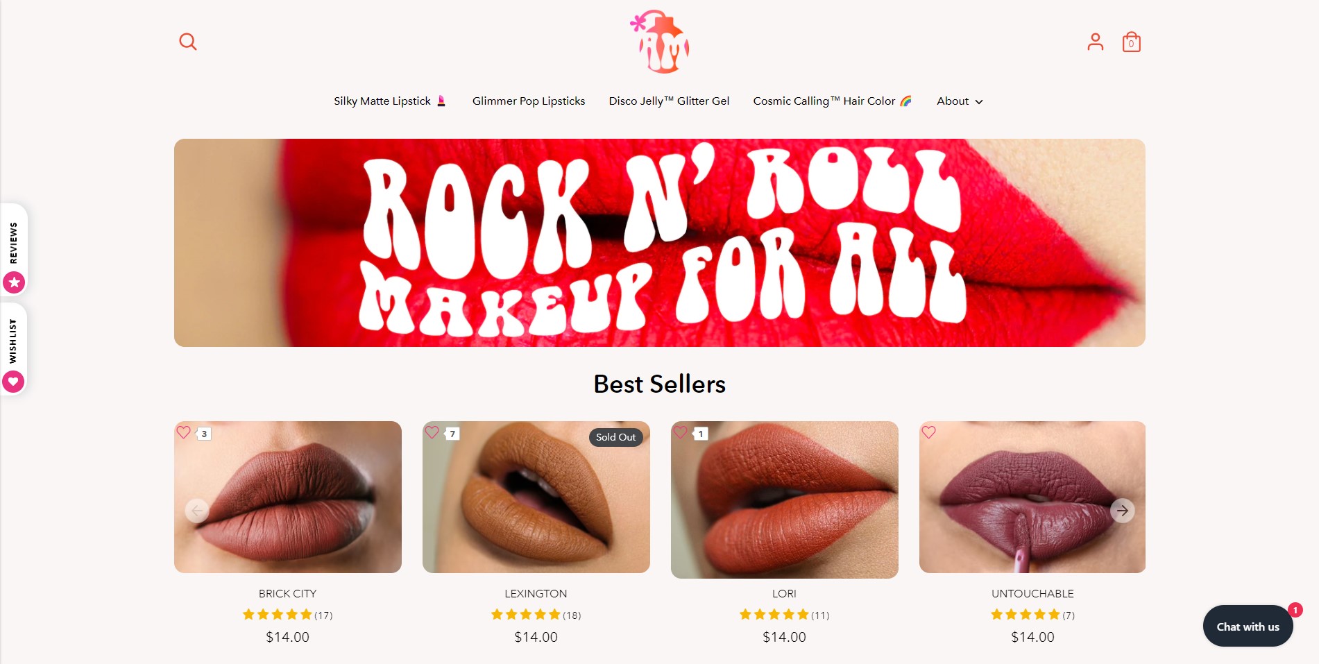 Screenshot of the Atomic Makeup website