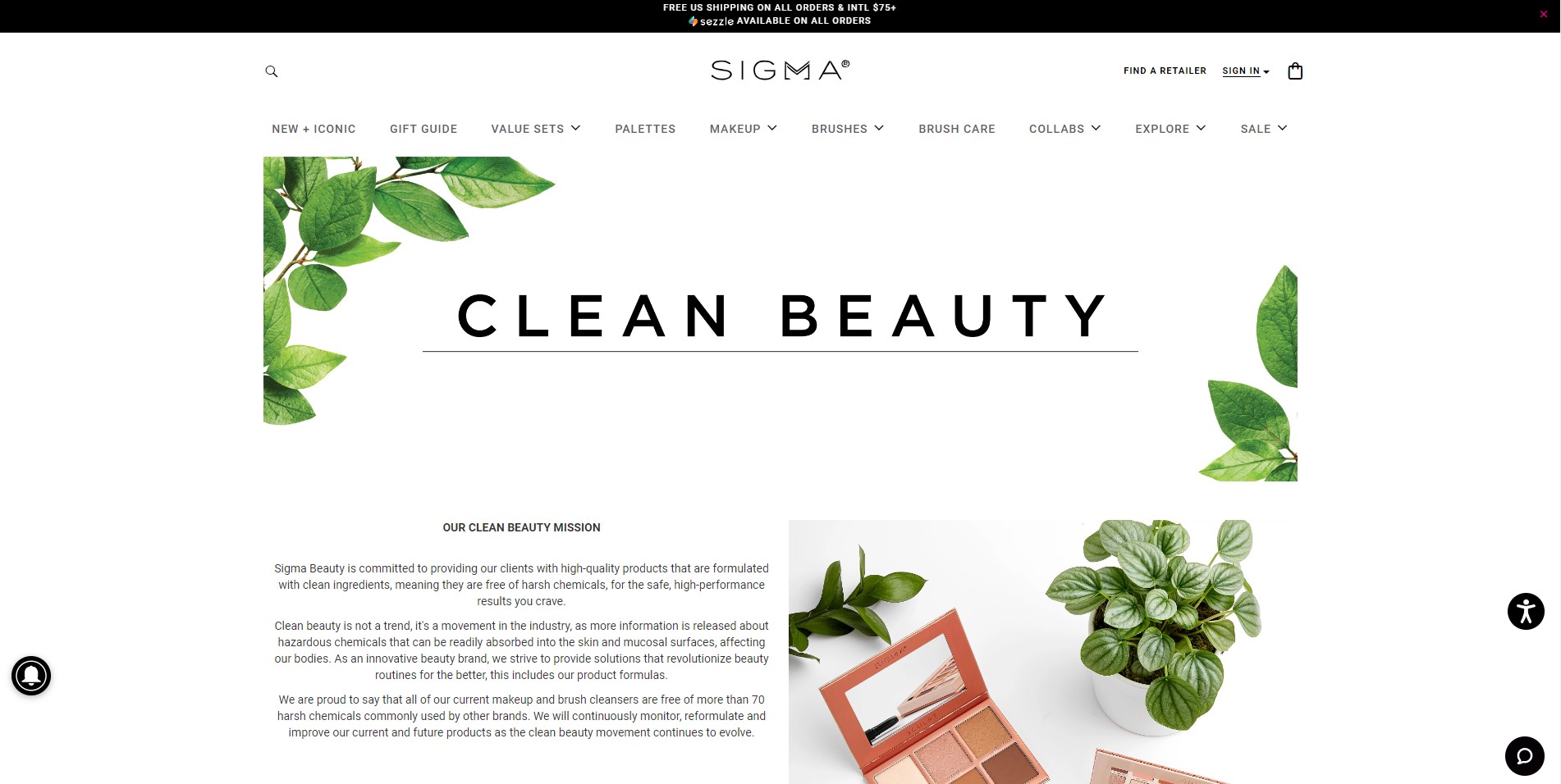 Screenshot of the Sigma website